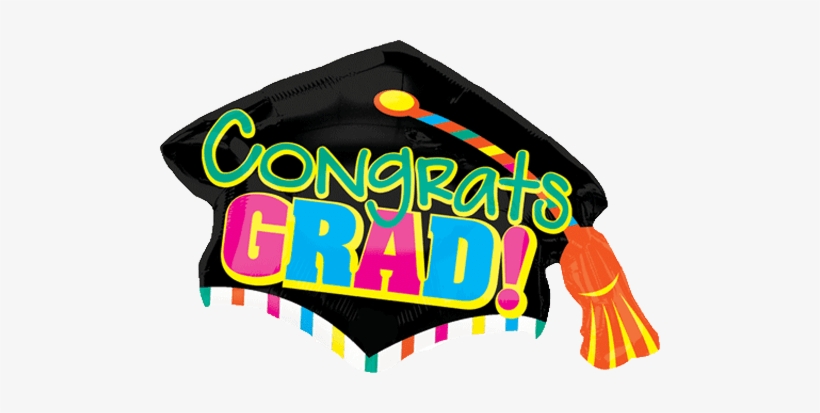 Ballons Transparent Graduation - Congrats Grad Cap Bright Colorful Graduation 6pc Balloon, transparent png #382665