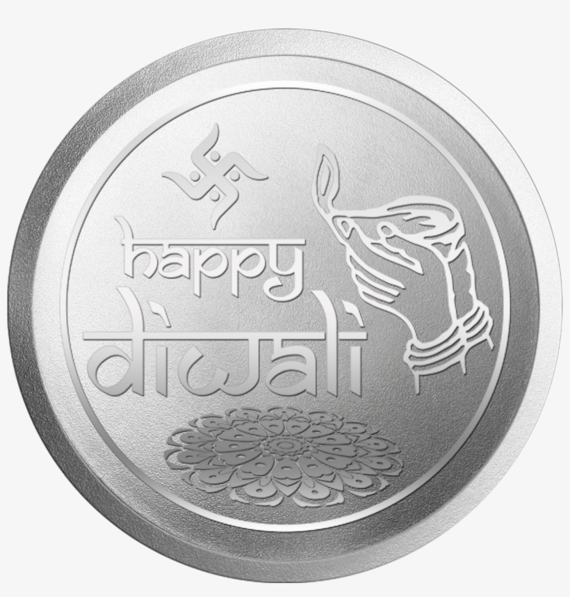 Happy Diwali 10 Gm, 999 Precious Silver Coin - Product, transparent png #384133