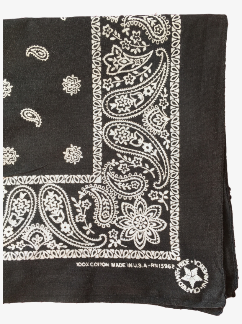 Washed Black Vintage Bandana Made In The Usa - Dapperfellas Vintage Dk Blue Bandana Scarf Paisley, transparent png #384967