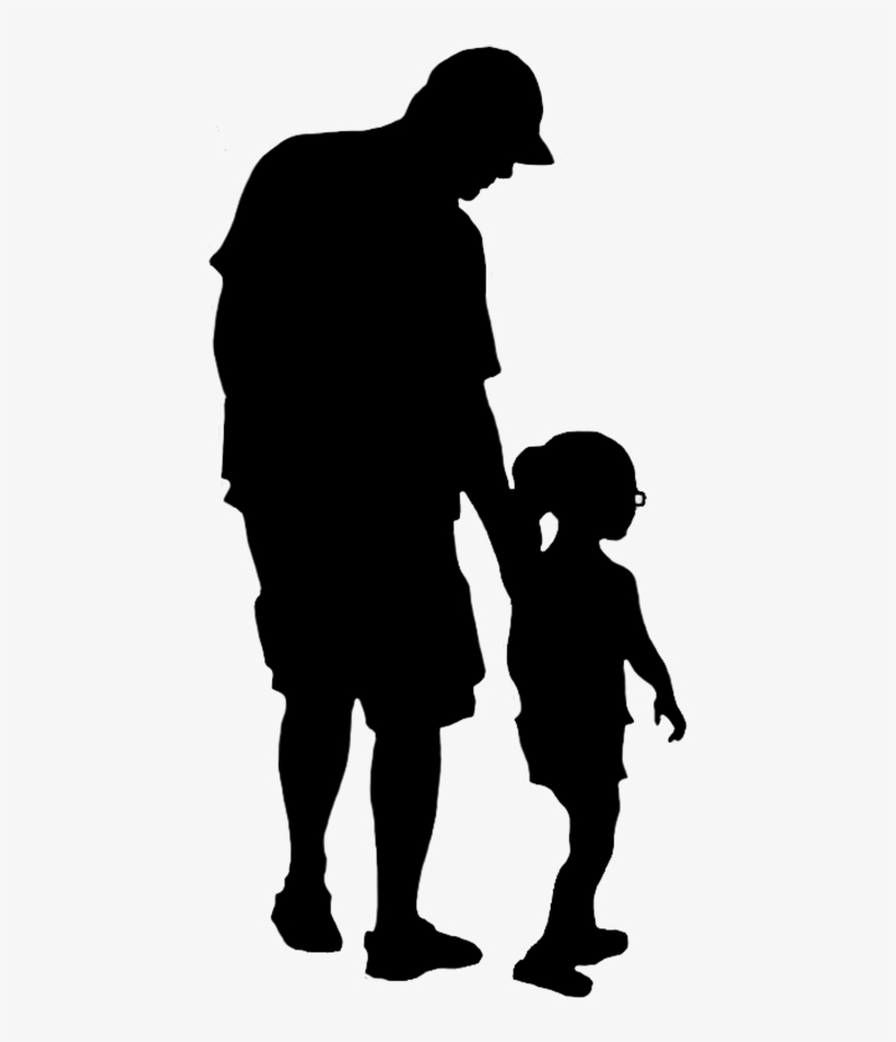 Silhouette Of Father And Child - People Silhouettes Standing Png, transparent png #385509