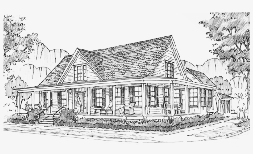 Historical Concepts Homes Residences Freeuse Library - Line Drawings Of Farmhouses, transparent png #385795