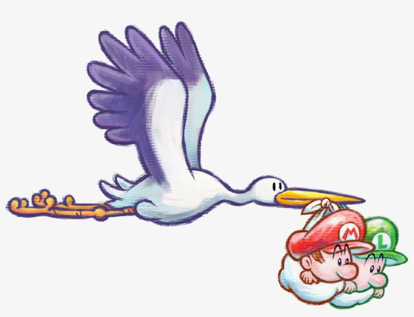 Stork And Babies - Yoshi's New Island Baby Luigi, transparent png #386239