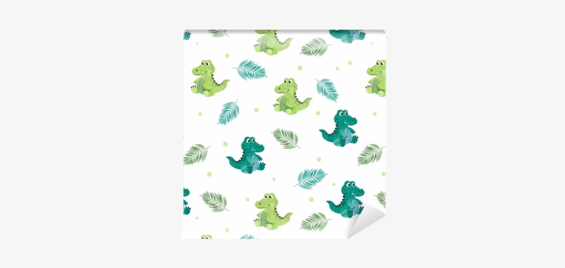 Seamless Pattern With Cute Watercolor Crocodiles - Watercolor Painting, transparent png #386486