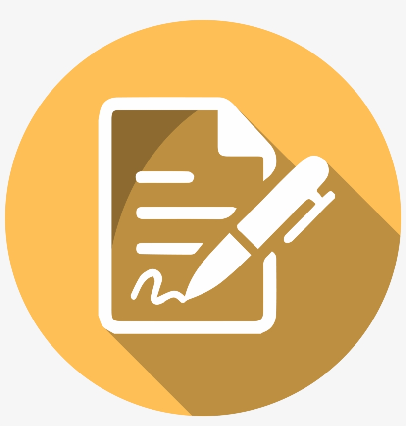 Icon Of A Piece Of Paper & A Pen - Contract Icon Round Png, transparent png #387629