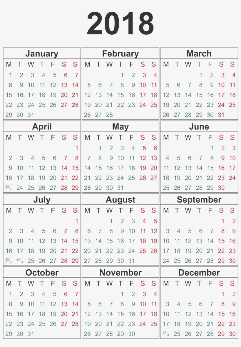2018 Calendar Transparent Png - Number, transparent png #389202