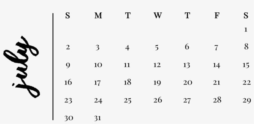 July - July 2018 Calendar Transparent Background, transparent png #389568