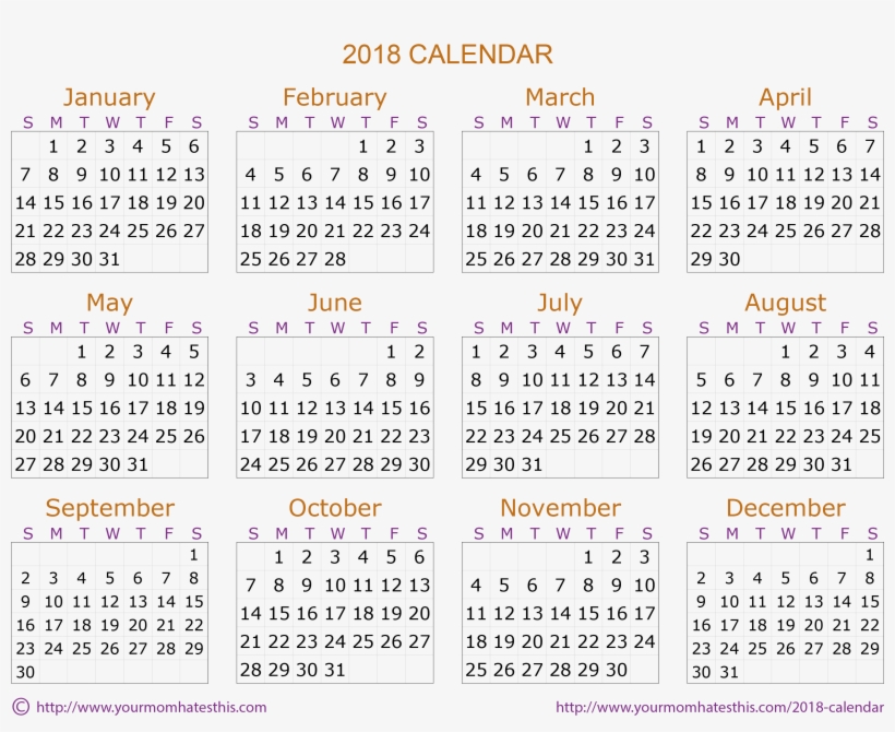 Professional 2018 Quality Calendar Format - Calendar, transparent png #389841