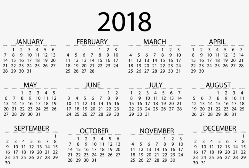 Vector Library Download Clipart Medium Image Png - Calendar With Important Dates 2018, transparent png #389846