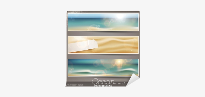Set Of Three Horizontal Beach/ocean Banners Wall Mural - Poster, transparent png #3800001