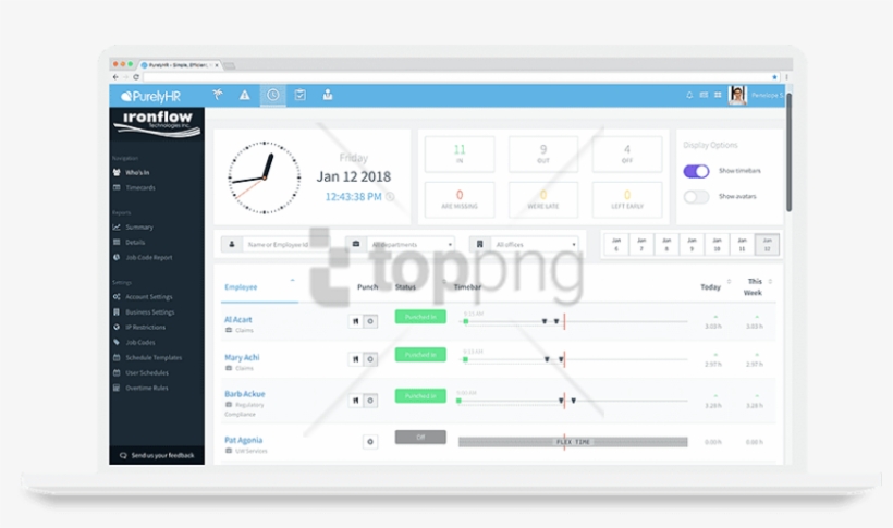 Time-clock Time Tracking Time Clock Track Time Online - Clock In Out Employee Ui, transparent png #3802468