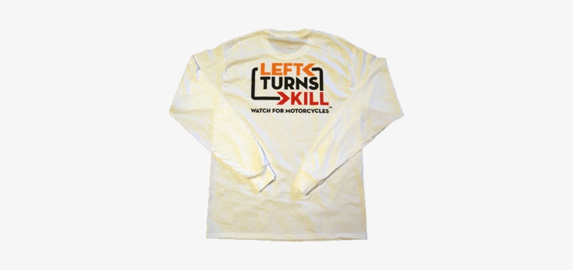 Men's White “left Turns Kill” Long Sleeved T-shirt - Label, transparent png #3803404