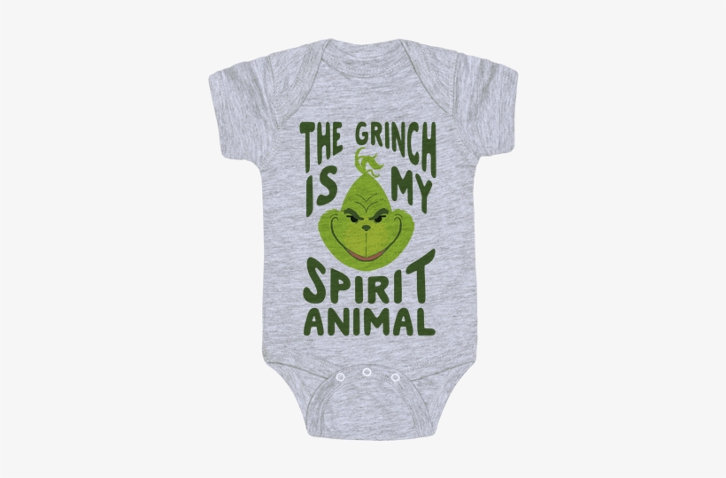 The Grinch Is My Spirit Animal Baby Onesy - Daddy Game Onesies, transparent png #3803539