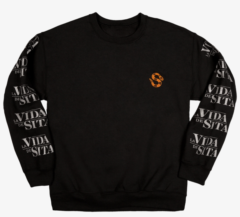 La Vida De Sita Black Crewneck Long-sleeved Back Printed, transparent png #3803614