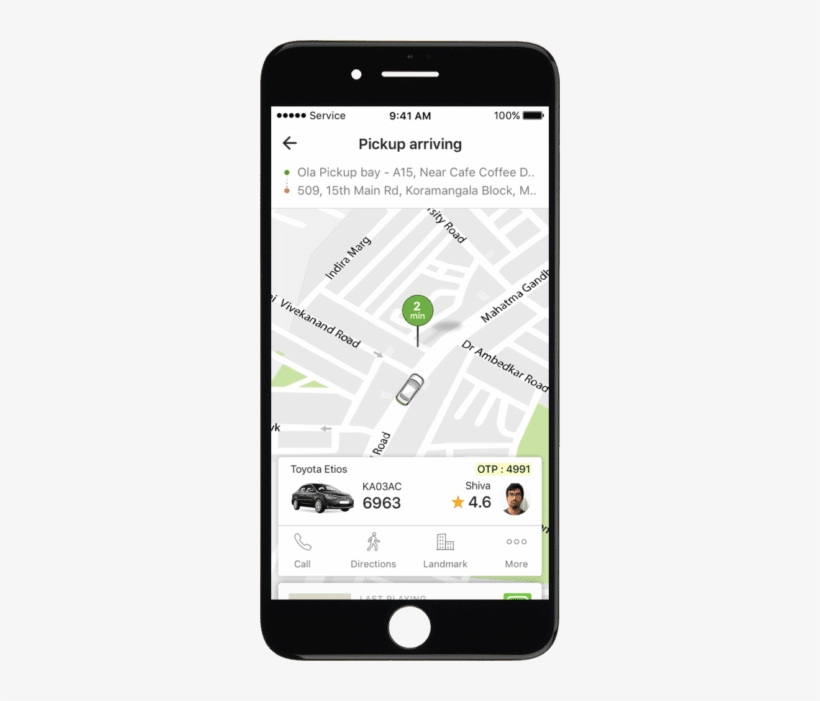 Like Uber, Ola Users Can Track Their Driver Using An - Ola Cabs, transparent png #3803897