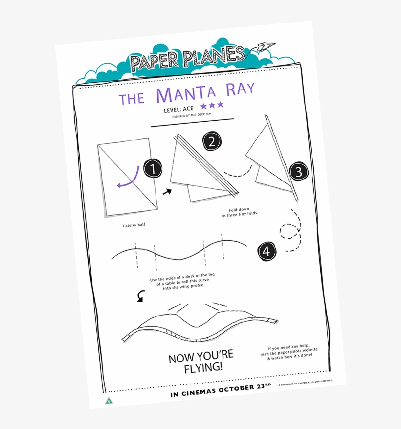 Manta Ray Paper Plane - Paper Plane, transparent png #3804436