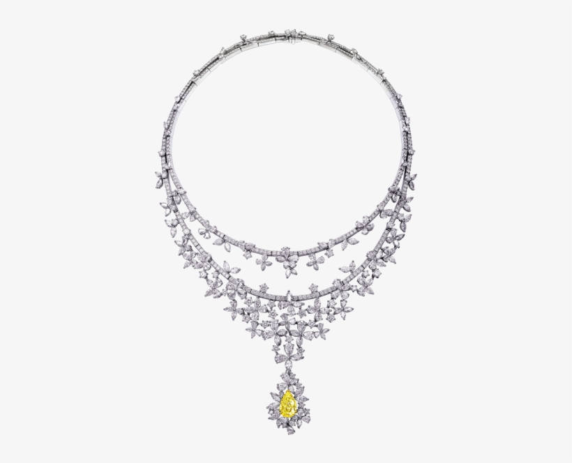 Fancy Light Yellow Pear Shaped Diamond Necklace - Fancy Shape Diamond Necklace, transparent png #3805000