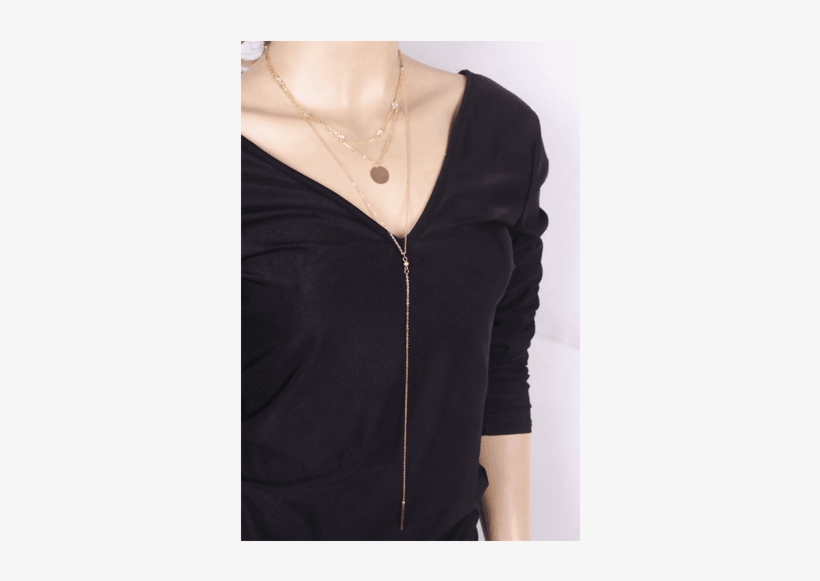 Multi Layered European Choker Necklace, Necklace - Long Tier Layer Dangle Drop Bar Plated Circle Gem, transparent png #3805021