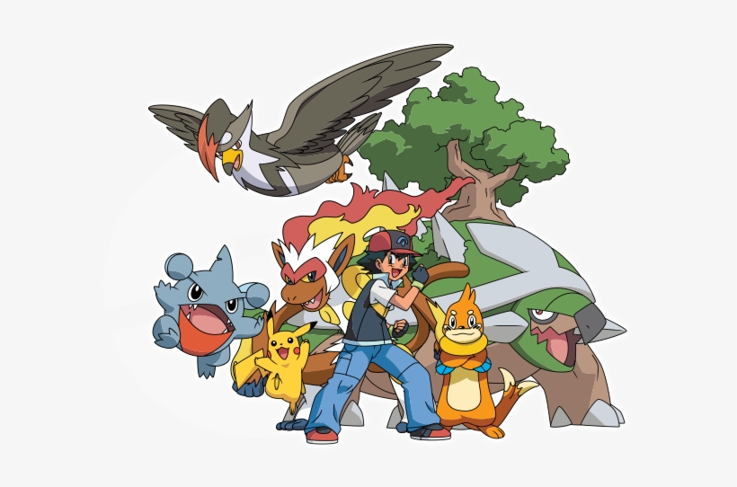 Pikachu - Buizel - Gible - Infernape - Staraptor - - Tous Les Pokemons De Sacha, transparent png #3805177