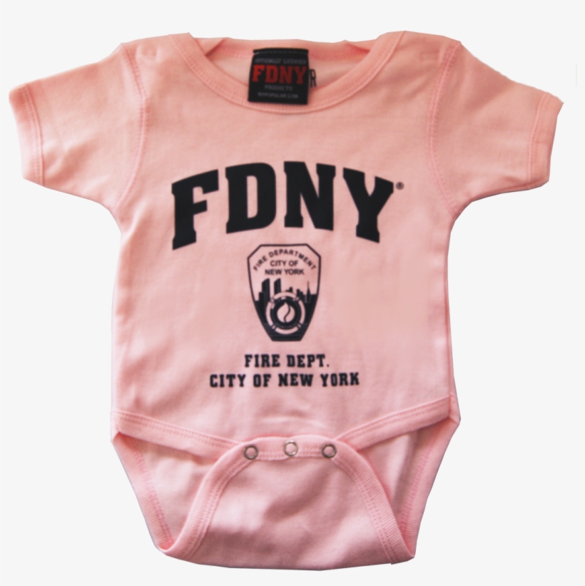 Fdny Infants Pink Onesie With Navy Chest Print, transparent png #3805952