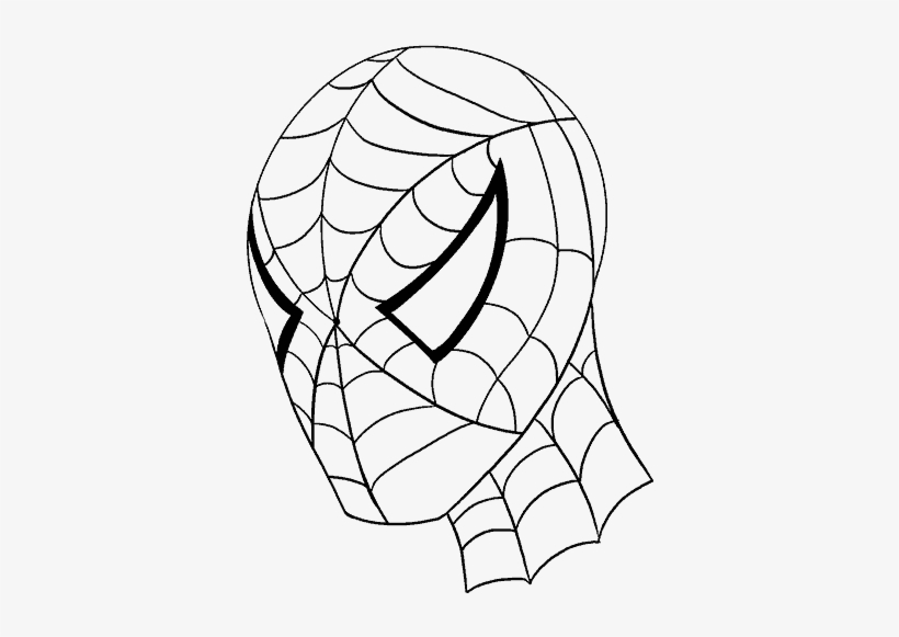 How To Draw Spiderman's Face - Line Drawing Spiderman, transparent png #3806162