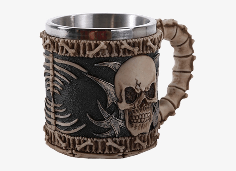 Tribal Skull Mug - Gothic Tribal Skull Tankard Coffee Beverage Mug Stainless, transparent png #3807041