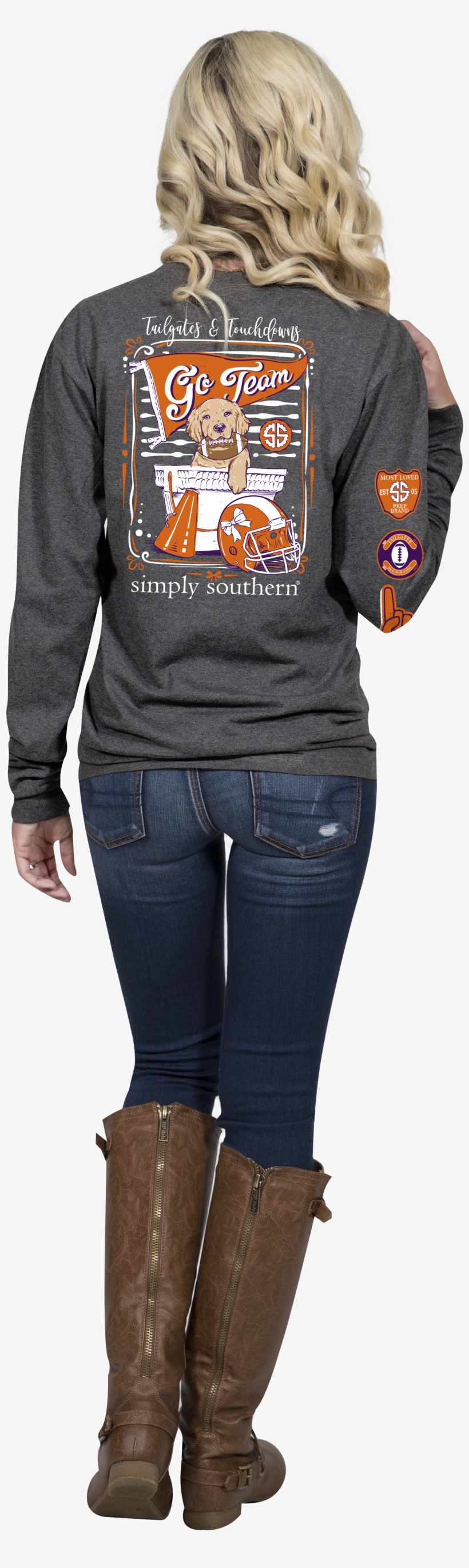 Clemson Tailgates And Touchdowns Long Sleeve T-shirt - Simply Southern Hohoho, transparent png #3807598