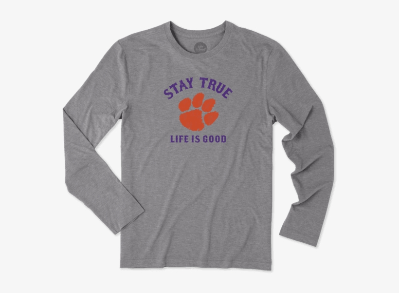 Men's Clemson Tigers Stay True Long Sleeve Cool Tee - Life Is Good T Shirt, transparent png #3807897