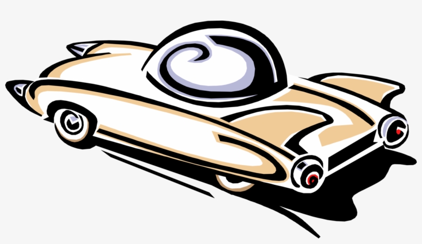 Vector Illustration Of Futuristic Model Sedan Automobile - Antique Car, transparent png #3808105