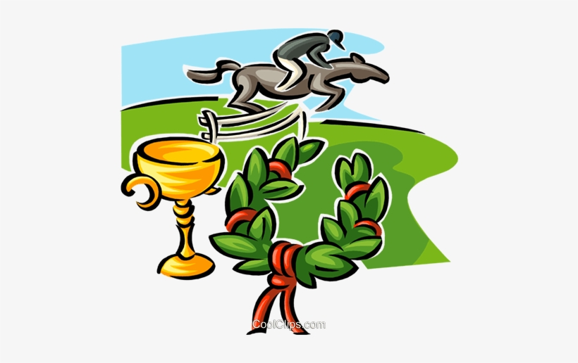 Jockey On Horse, Trophy And Wreath Royalty Free Vector, transparent png #3810291