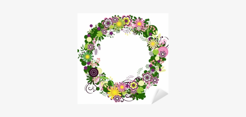 Vector Summer Stylized Floral Wreath Sticker • Pixers® - Wreath, transparent png #3810292