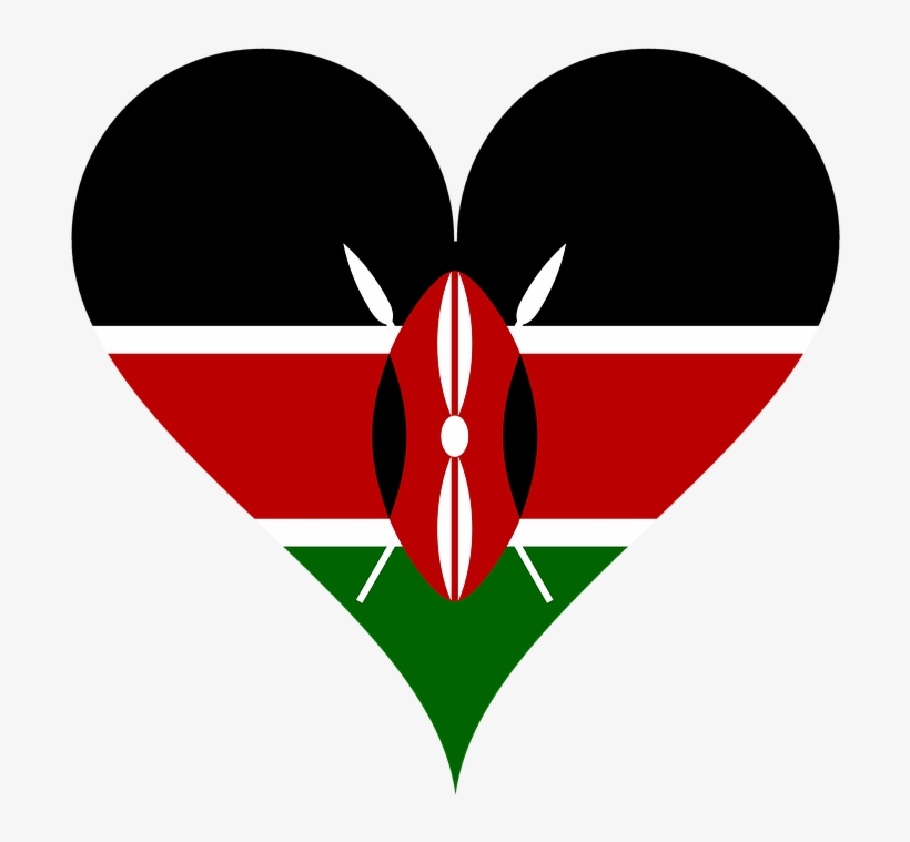 Heart, Love, Flag, Shield, Spear, Spears, East Africa - Kenya Flag Paint, transparent png #3810435