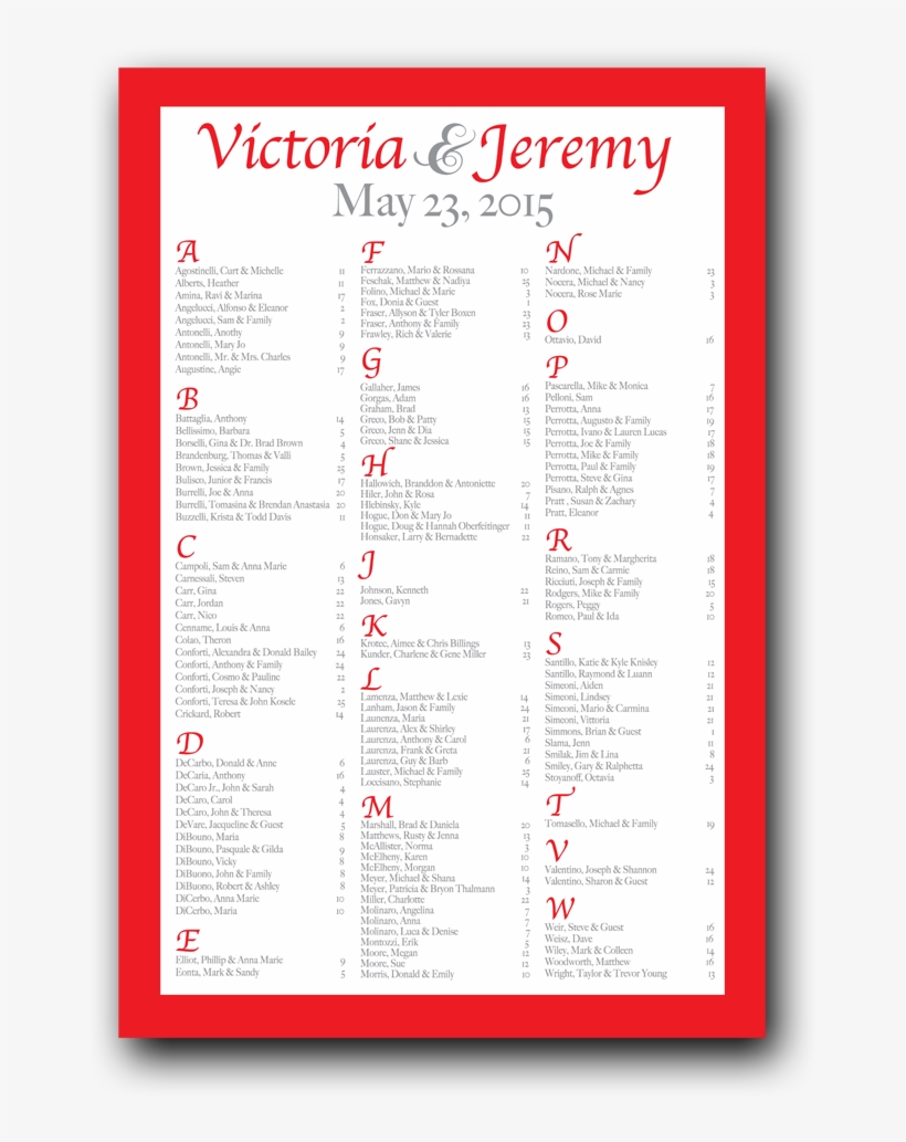 Red Border Seating Chart - Document, transparent png #3813272