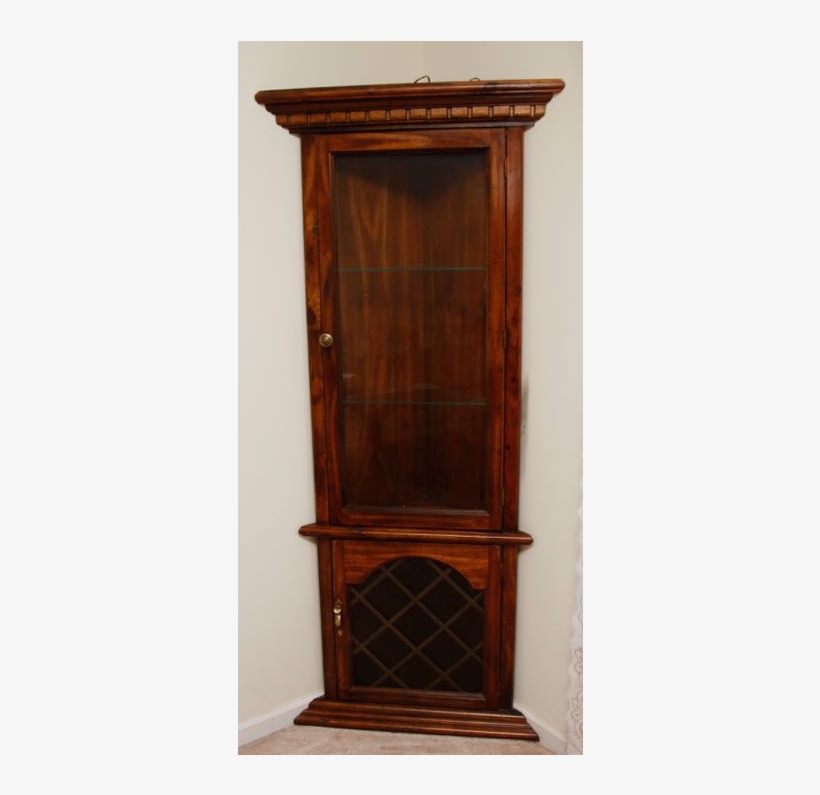 Vintage Knotty Pine Corner Cabinet - Gun Safe, transparent png #3814657