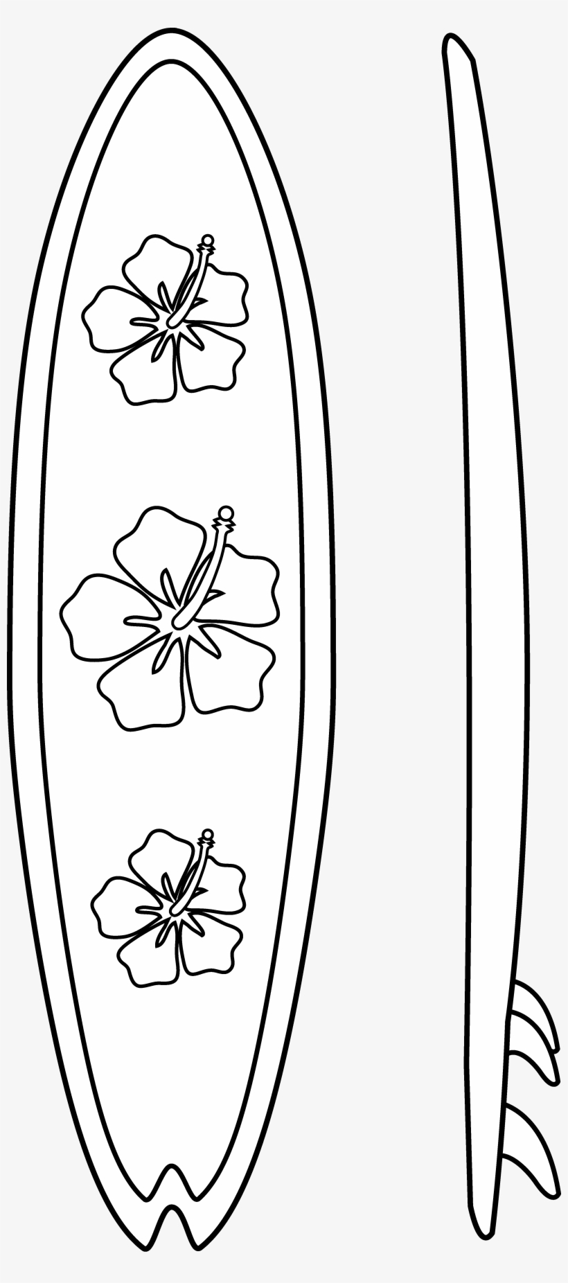 Black Clipart Surfboard - Hawaiian Surf Board Drawings, transparent png #3816734