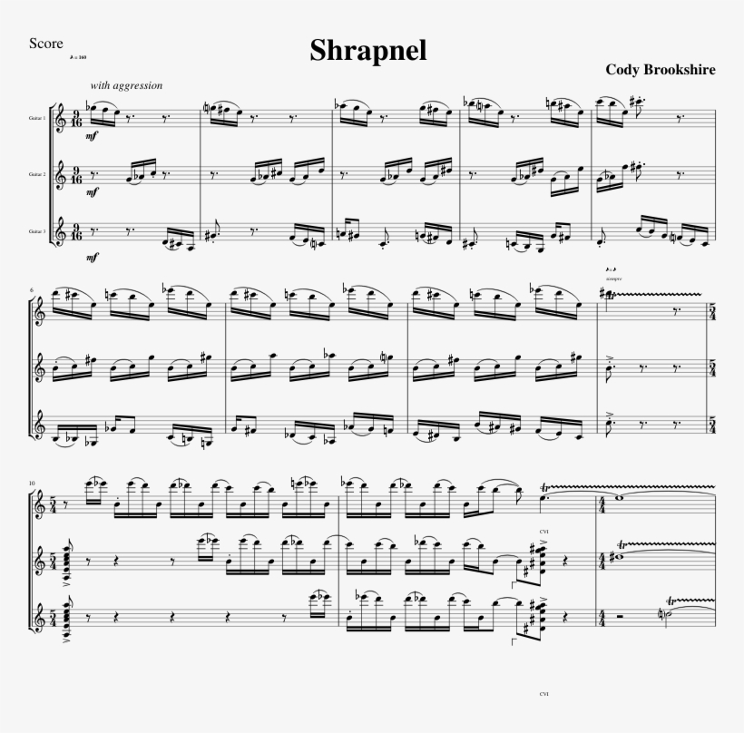 Shrapnel Sheet Music Composed By Cody Brookshire 1 - Document, transparent png #3817906