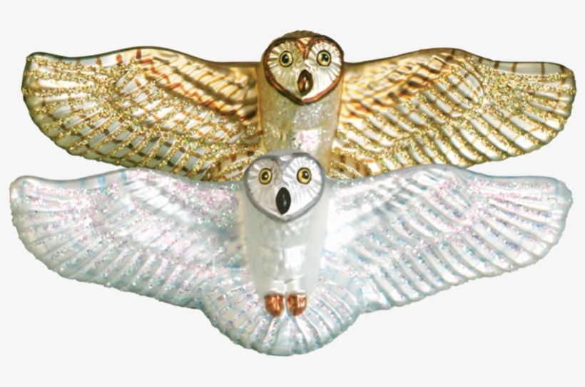 Old Word Christmas Flying Owl Glass Ornament - Putti Fine Furnishings, transparent png #3819186
