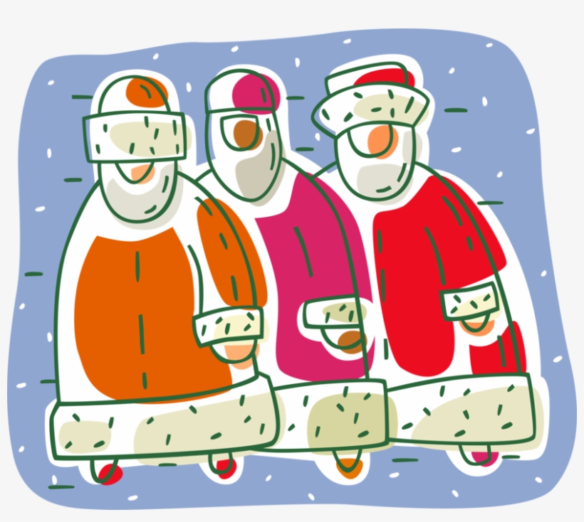 Vector Illustration Of Three Wise Men In Santa Suits - Design, transparent png #3820678