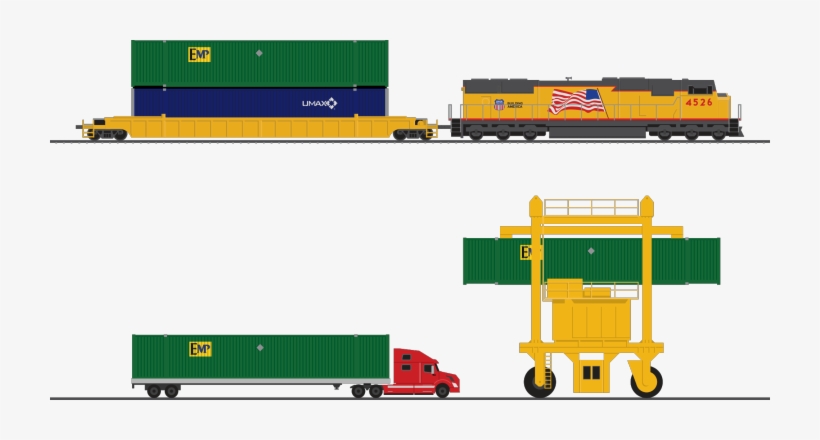 Union Pacific Intermodal Illustrations - Union Pacific Container Train, transparent png #3822127