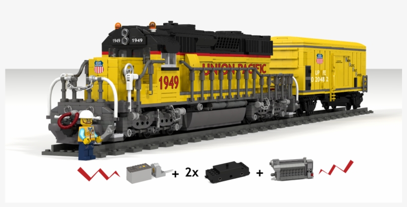 Motorized Union Pacific Sd40-2 And Cooling Wagon - Locomotive, transparent png #3822950