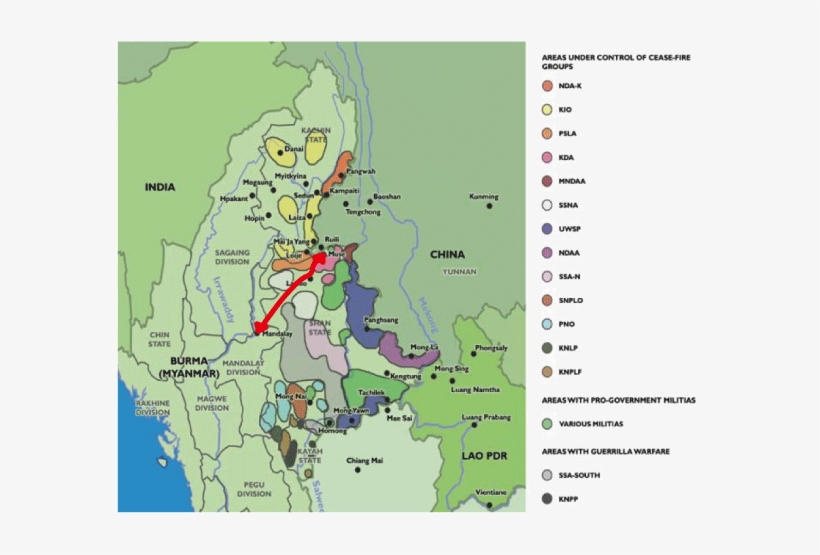 Ethnic Minorities' Areas Of Influence And The New Burma - Myanmar Ethnic Armed Groups, transparent png #3823054