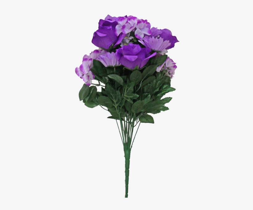 21” Rose/hydrangea/ Gerbera Bush ~ Purple - Canterbury Bells, transparent png #3825401