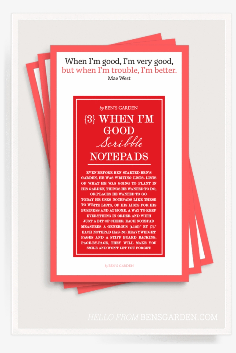 Ben's Garden - Ben's Garden 'the Trouble With' Notepads (3-pack), transparent png #3825899