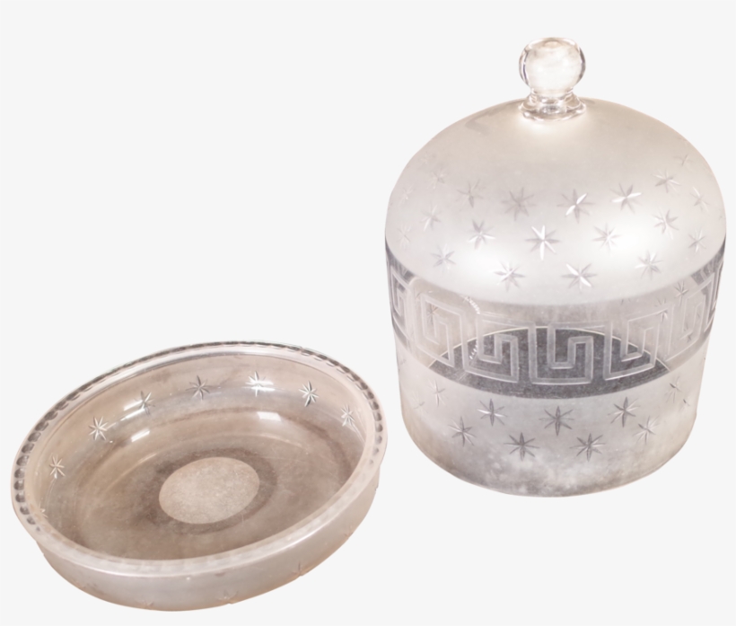 Regency Star Cut And Greek Key Etched Glass Cheese - Circle, transparent png #3829000