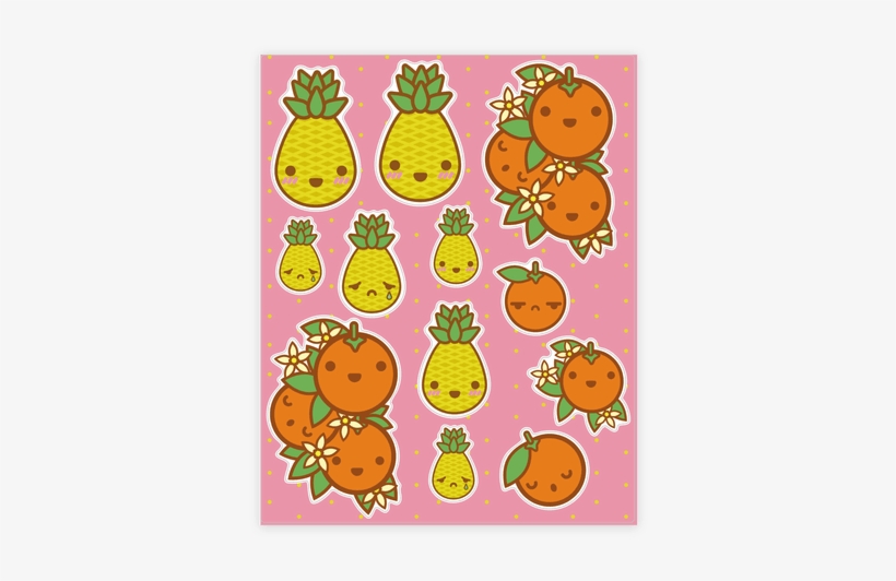 Kawaii Fruit Sticker/decal Sheet - Sticker, transparent png #3829811