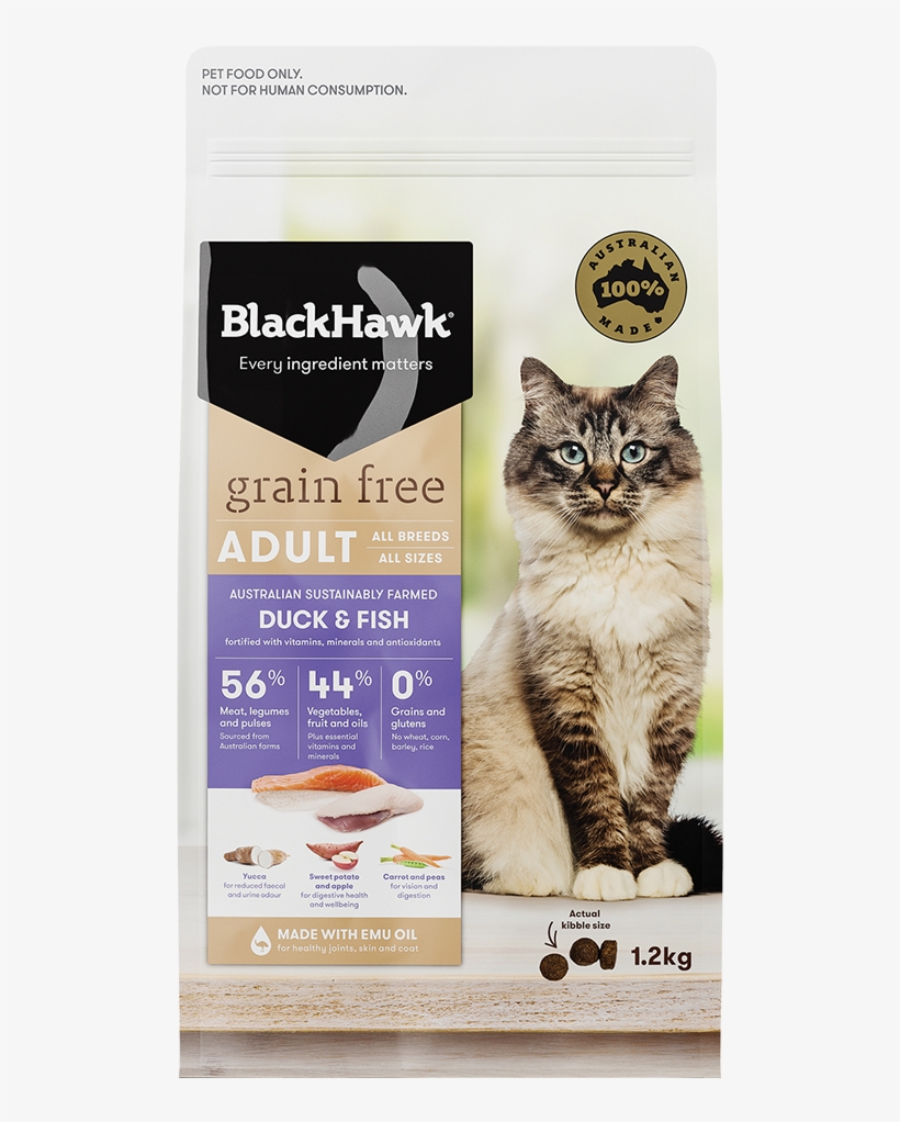 Sustainable Duck & Fish - Black Hawk Grain Free Cat Food, transparent png #3832748