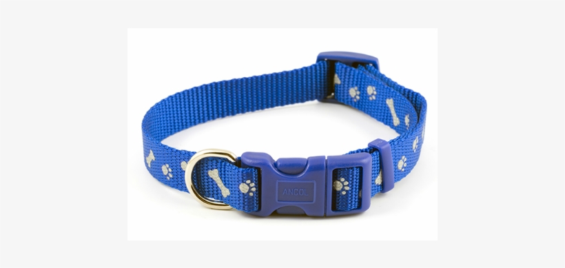 Ancol Blue Reflective Paw & Bone Collar - Blue Dog Collar With Bones, transparent png #3833011