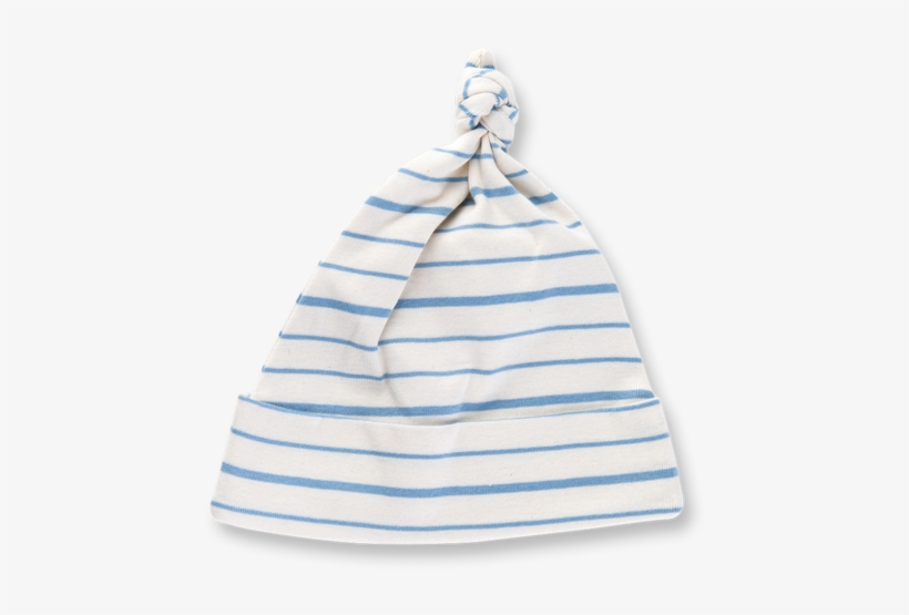 Blue French Stripe Knotted Hat - Beanie, transparent png #3838290