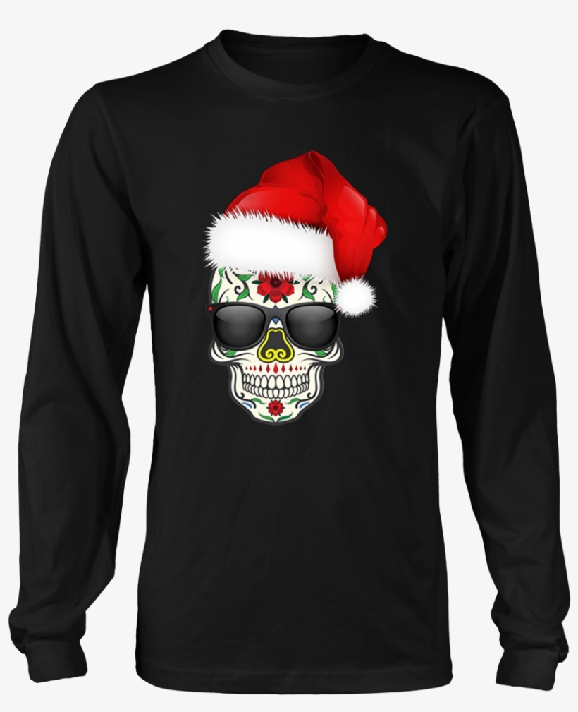 Sugar Skull Tshirt With Christmas Santa Hat Day Of, transparent png #3838347