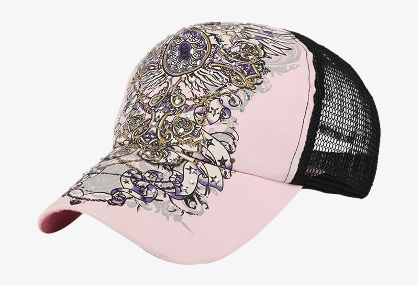 Hand Painted Summer Hot Drilling Baseball Hat - Cheap Women Hat Hand Painted Summer Hot Drilling Baseball, transparent png #3840073