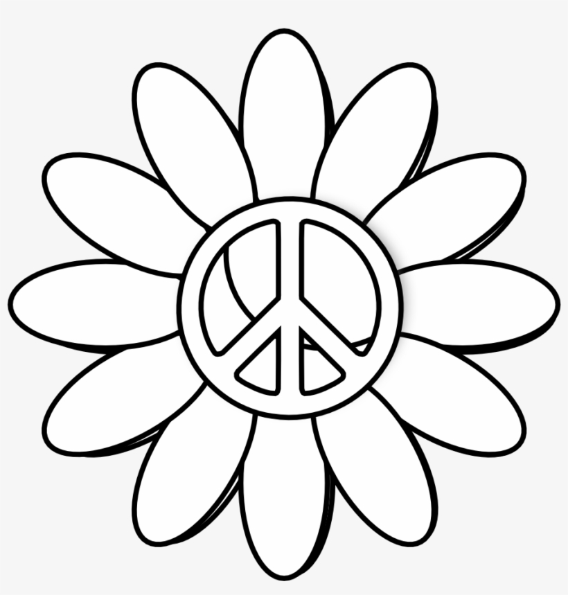 Peace Symbol Peace Sign Flower 6 Black White Line Art - Rob Goldstone Trump, transparent png #3840671